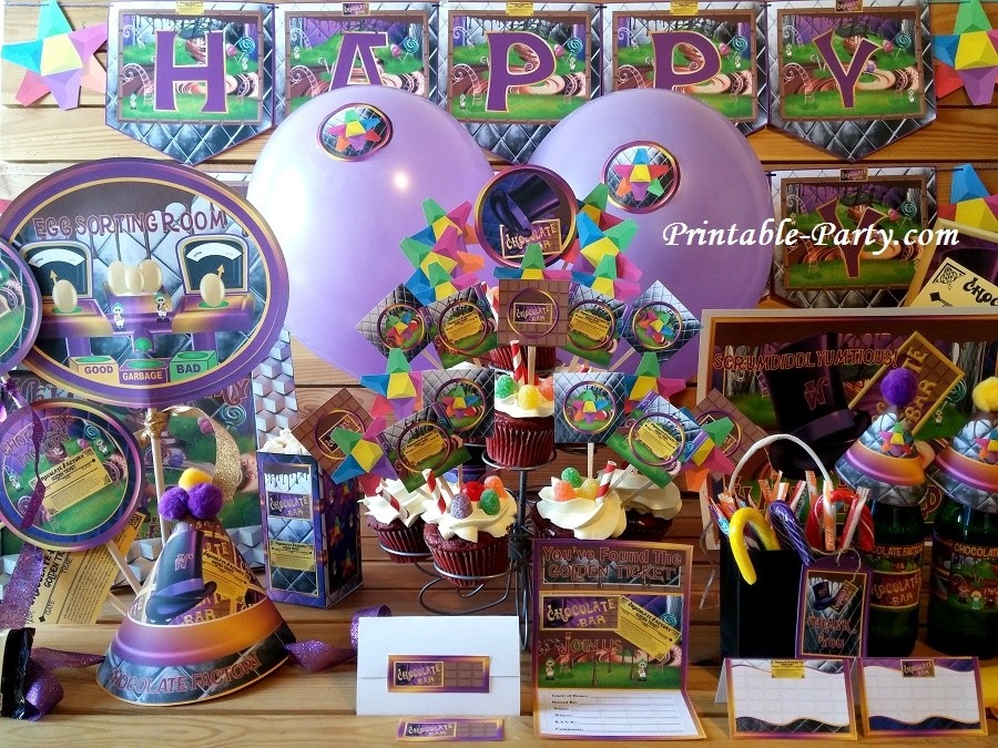 Chocolate Factory Themed Printable Party Supply Pack - Printable-Party.com