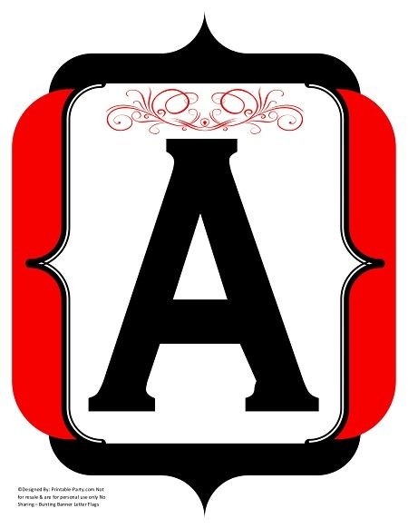 fancy black red printable banner letters numbers printable party com