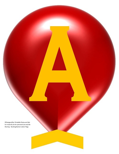 large red yellow balloon printable banner letters a z printable party com