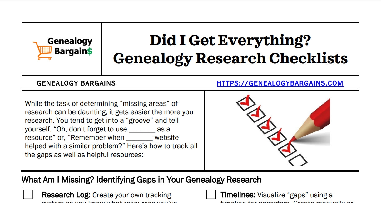 CHEAT SHEET Did I Get Everything Genealogy Research Genealogy Bargains