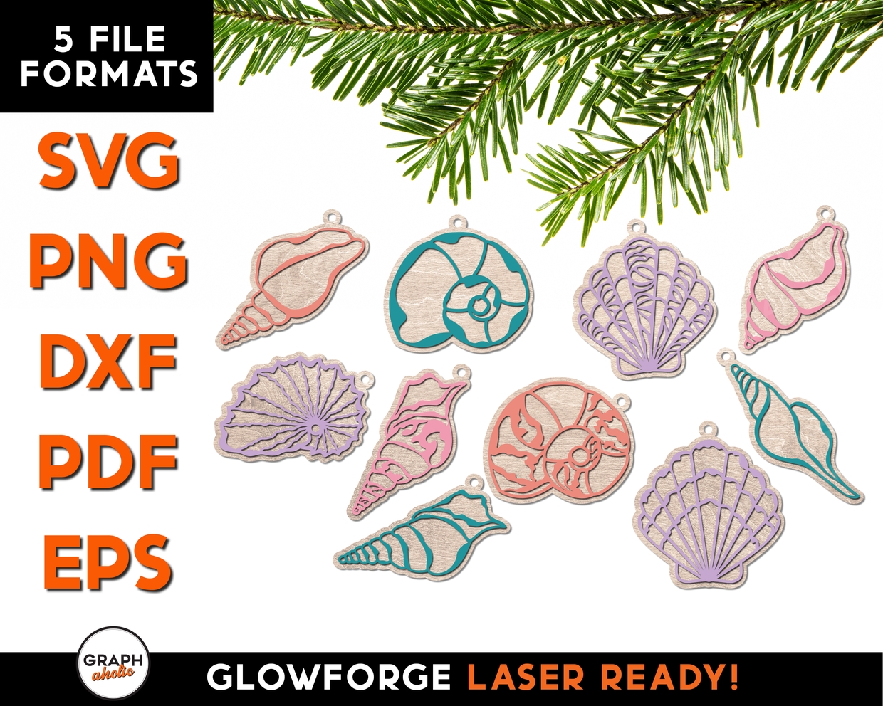 Sea Shell Christmas Ornaments - Laser Svg Cut File Tem - Graphaholic