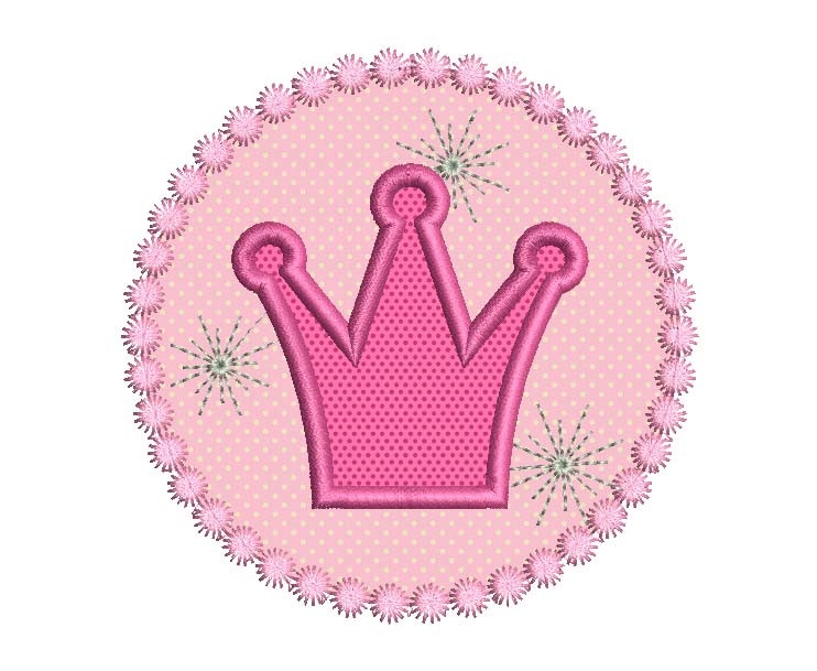 Crown Applique Machine Embroidery Design GRL009 EmbroideryLand