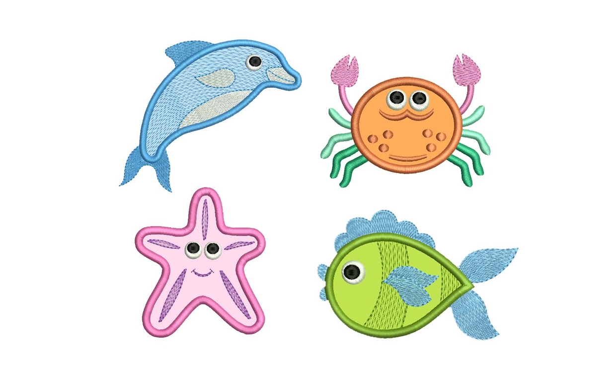 Sea Animals Applique Machine Embroidery Designs Set AN EmbroideryLand