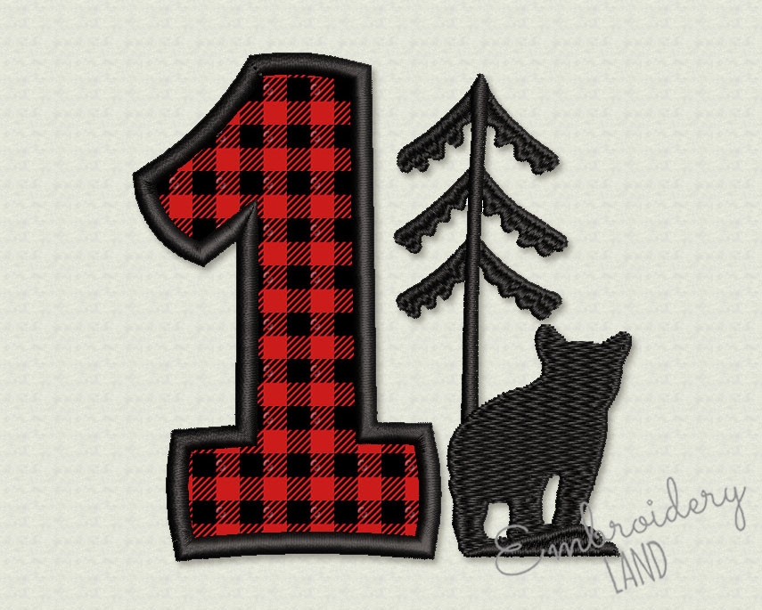 Number 1 Birthday Applique Embroidery Design HB108 EmbroideryLand