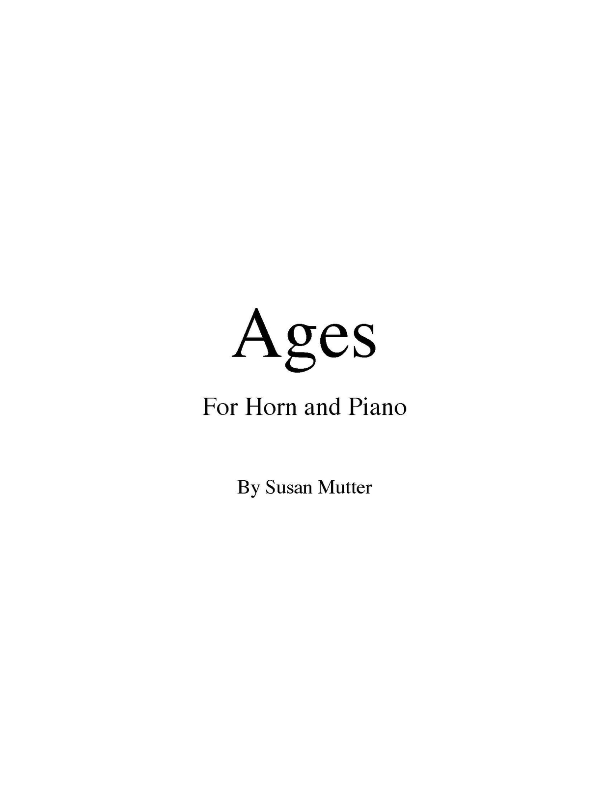 Susan Mutter Ages for French Horn and Piano (PDF) IMBrassWorks