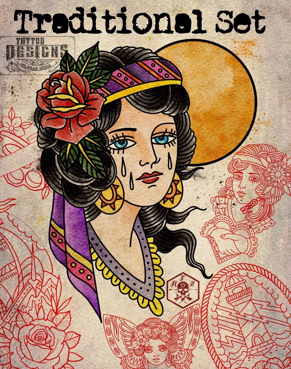 Procreate Traditional tattoo kit! Designs, Palettes, ProcreateGalaxy