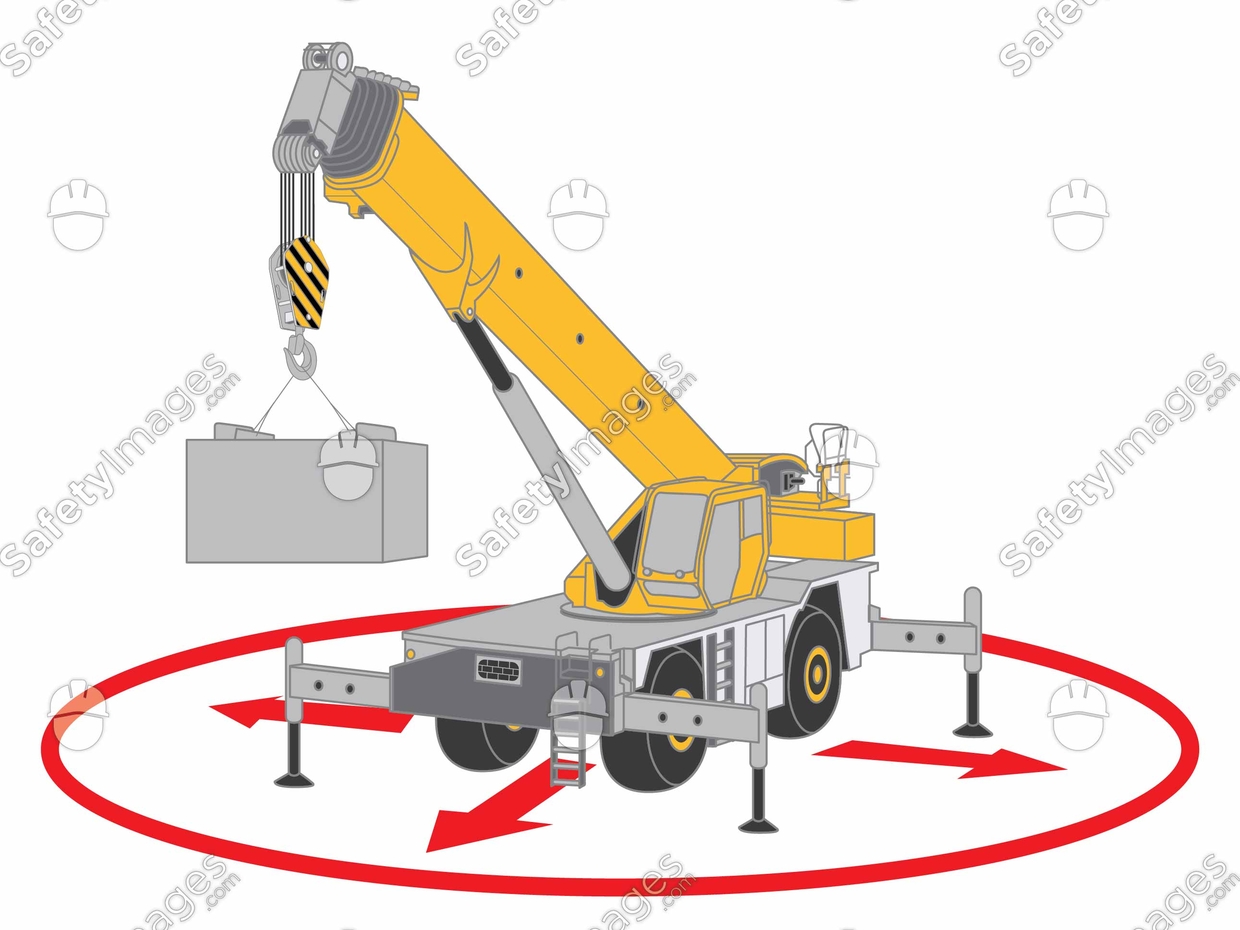 Mobile Crane Exclusion or Drop Zone Safety Images