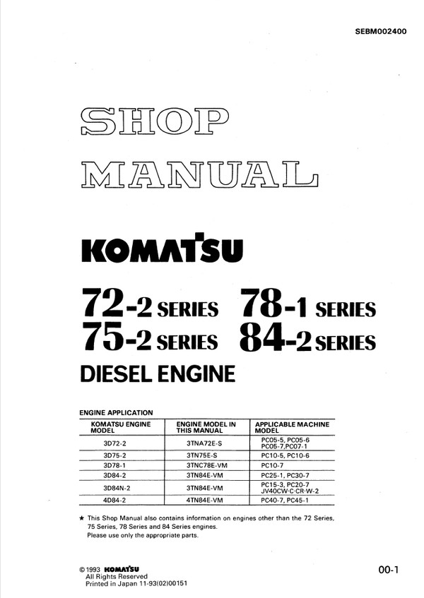 Komatsu Shop Manual PC75UU-1 2908 and up Hydraulic Exc - MY Shop Manual