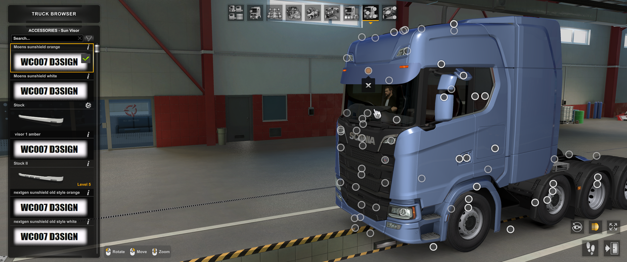 [sun visor tuning part] Scania NG Moens sunshield - ETS2 mods
