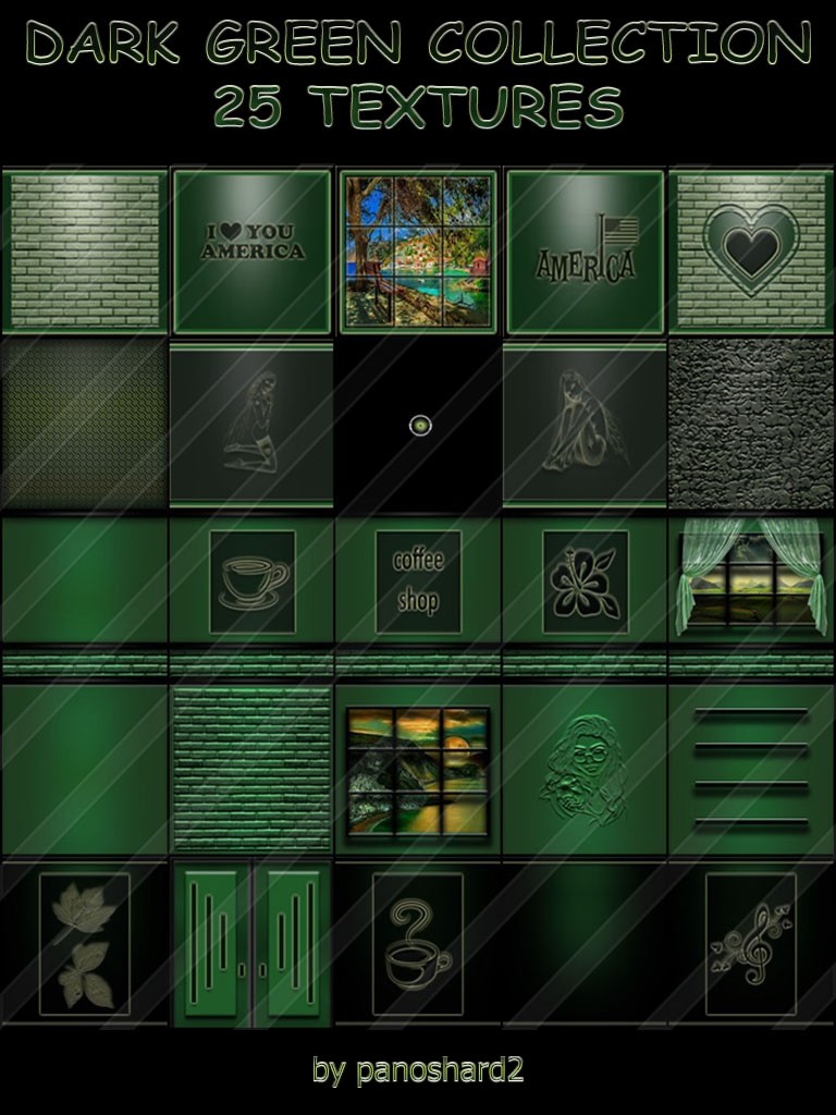 Green 21 textures for imvu rooms - panoshard2 manufacture and sale